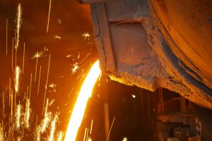 Molten hot steel is pouring - Industrial metallurgy