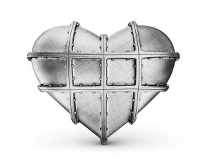 steel heart isolated on a white background