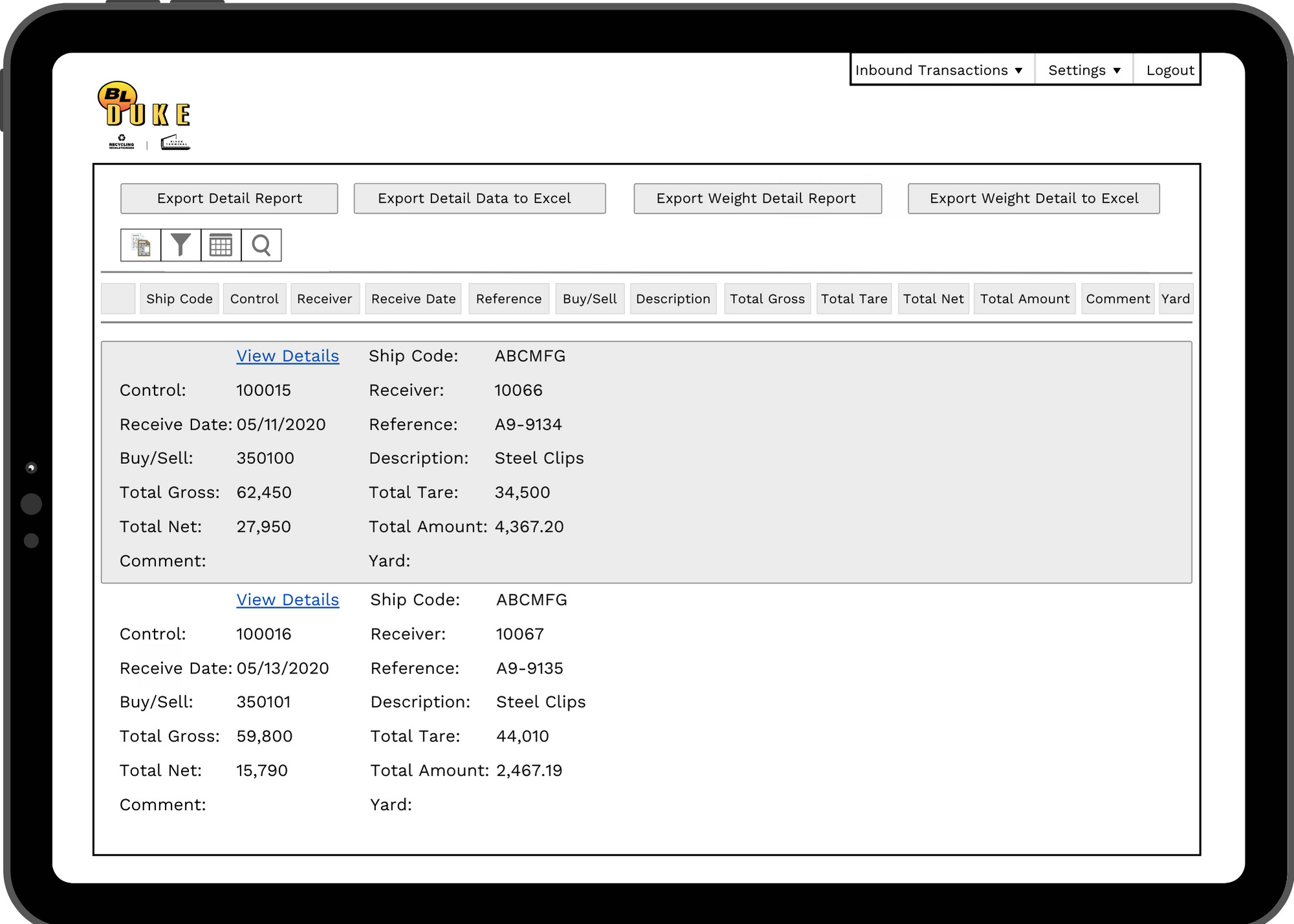 BL Duke Customer Portal